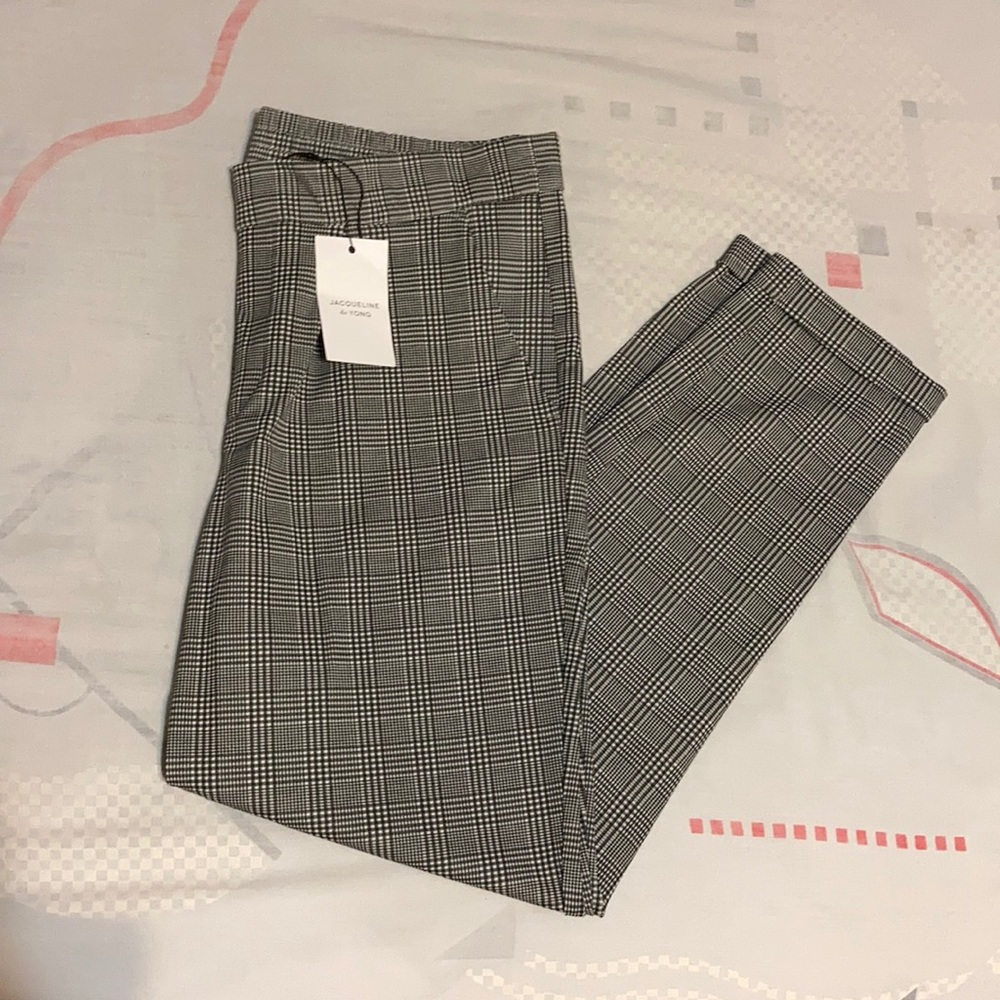 Grid/checkered print trousers with pockets